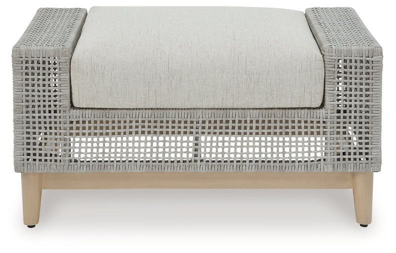Seton Creek Outdoor Lounge Chair and Ottoman in Gray from Ashley - Luna Furniture