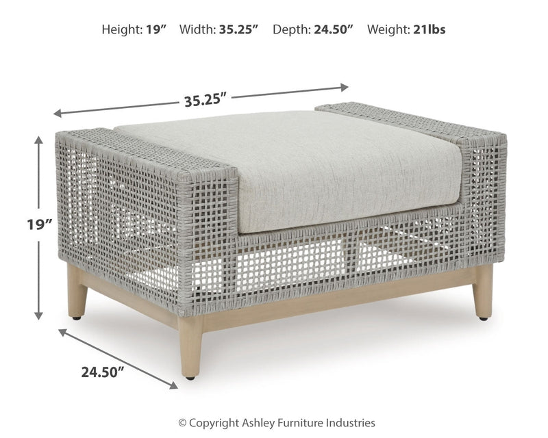 Seton Creek Outdoor Lounge Chair and Ottoman in Gray from Ashley - Luna Furniture