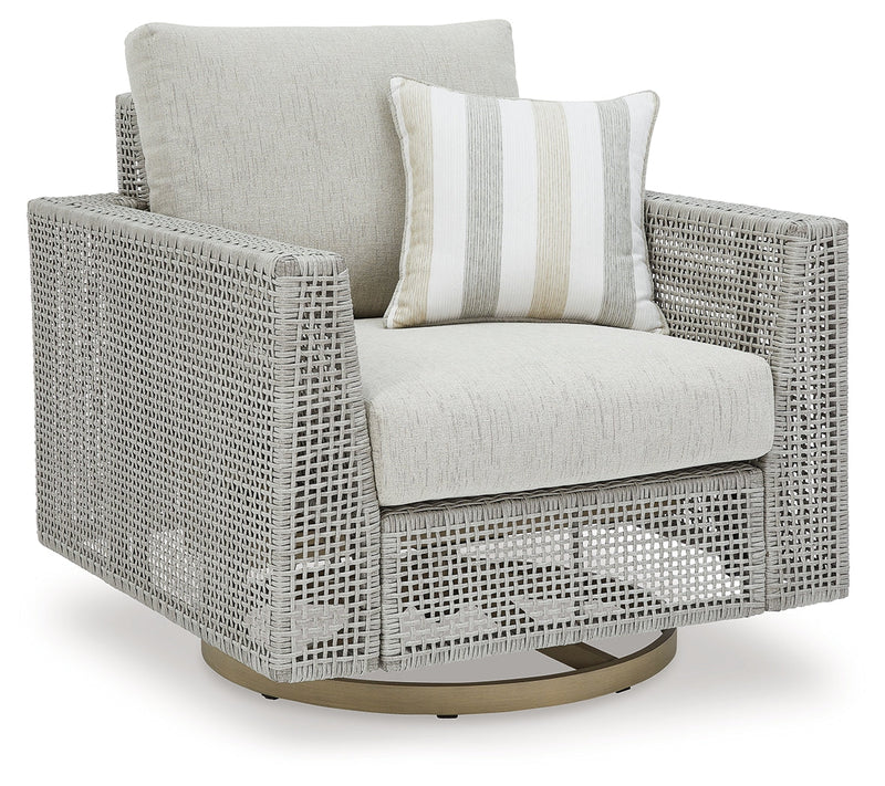 Seton Creek Outdoor Lounge Chair and Ottoman in Gray from Ashley - Luna Furniture