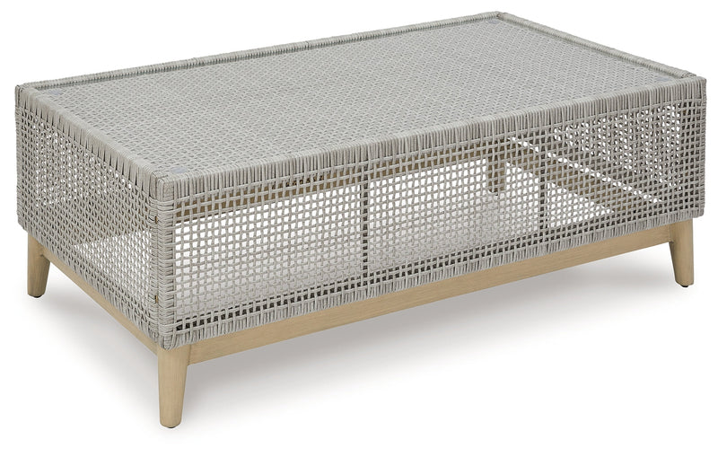 Seton Creek Outdoor Sofa and Loveseat with Coffee Table in Gray from Ashley - Luna Furniture