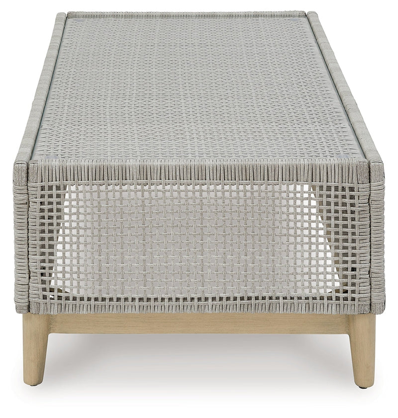 Seton Creek Outdoor Sofa and Loveseat with Coffee Table in Gray from Ashley - Luna Furniture