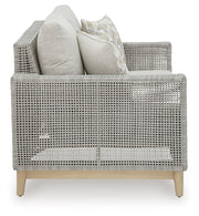 Seton Creek Outdoor Sofa and Loveseat with Coffee Table in Gray from Ashley - Luna Furniture