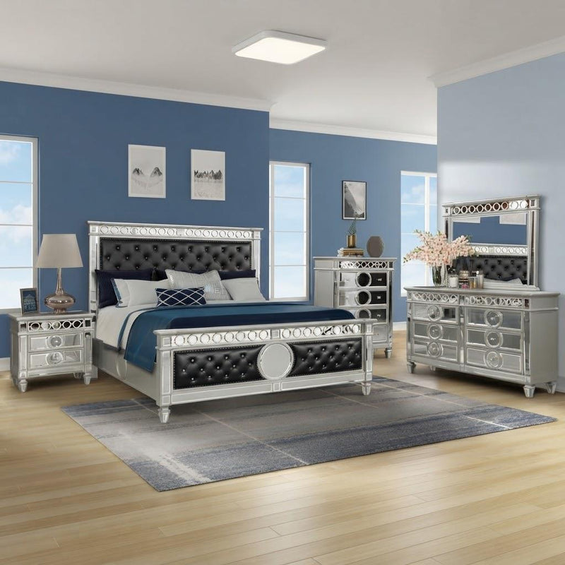 Sewanee - Black Upholstered PU Queen Bed - B200-Q-Bed-Black