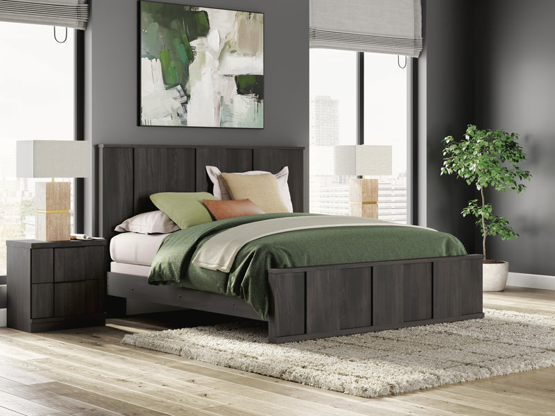 Shaehartin Dark Brown King Panel Bed - PCB3167B6