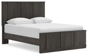 Shaehartin Queen Panel Platform Bed, Dresser and Mirror in Dark Brown - PKG025277