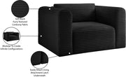 Shaggy Corduroy Performance Fabric Upholstered Accent Chair in Black - 641Black-Chair