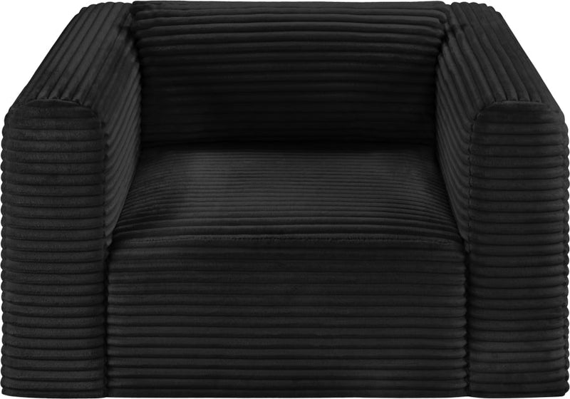 Shaggy Corduroy Performance Fabric Upholstered Accent Chair in Black - 641Black-Chair
