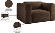 Shaggy Corduroy Performance Fabric Upholstered Accent Chair in Brown - 641Brown-Chair