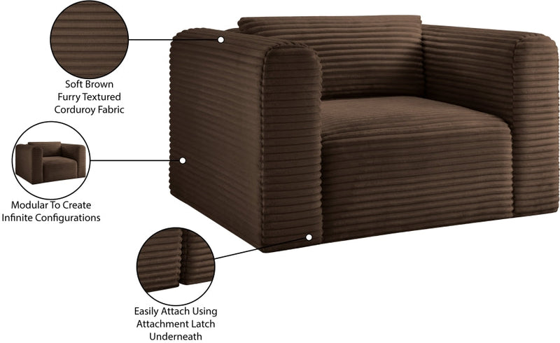 Shaggy Corduroy Performance Fabric Upholstered Accent Chair in Brown - 641Brown-Chair