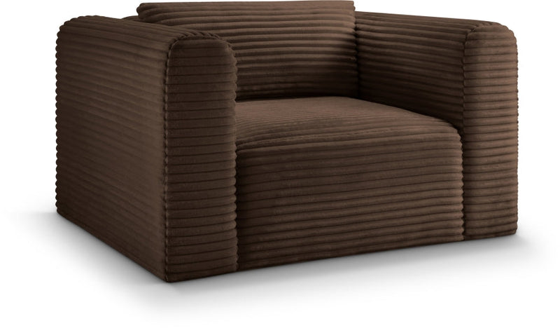 Shaggy Corduroy Performance Fabric Upholstered Accent Chair in Brown - 641Brown-Chair