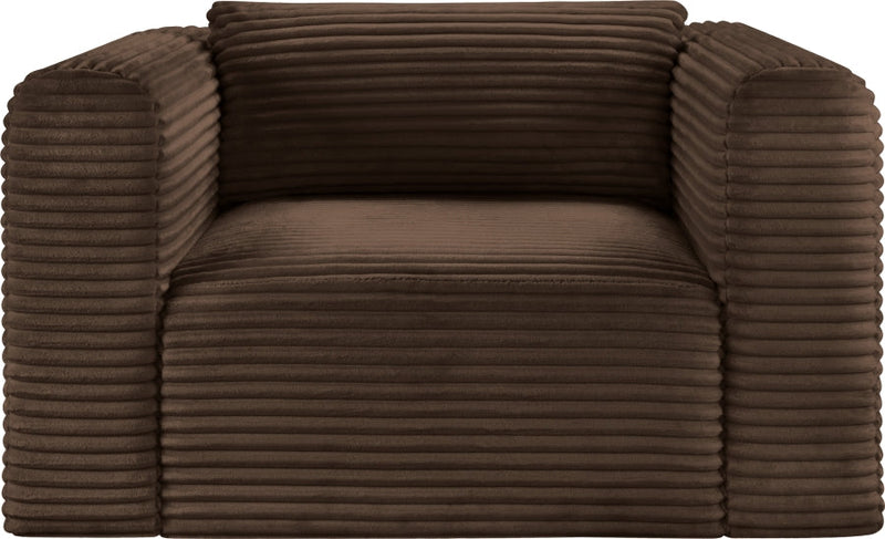 Shaggy Corduroy Performance Fabric Upholstered Accent Chair in Brown - 641Brown-Chair