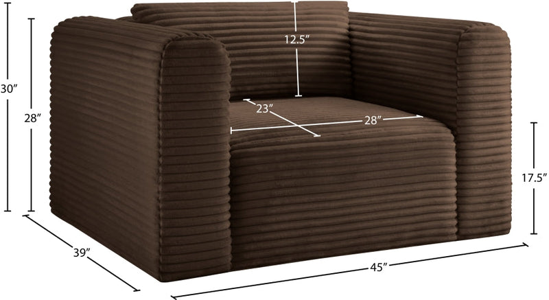 Shaggy Corduroy Performance Fabric Upholstered Accent Chair in Brown - 641Brown-Chair