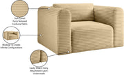 Shaggy Corduroy Performance Fabric Upholstered Accent Chair in Camel - 641Camel-Chair
