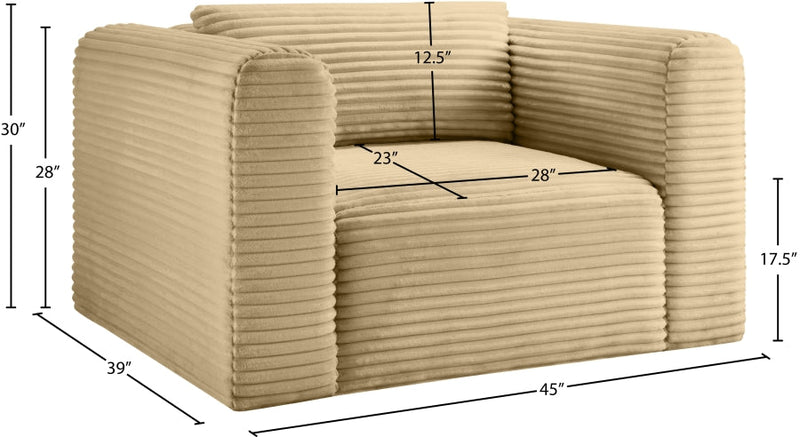 Shaggy Corduroy Performance Fabric Upholstered Accent Chair in Camel - 641Camel-Chair