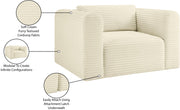 Shaggy Corduroy Performance Fabric Upholstered Accent Chair in Cream - 641Cream-Chair