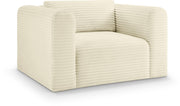 Shaggy Corduroy Performance Fabric Upholstered Accent Chair in Cream - 641Cream-Chair