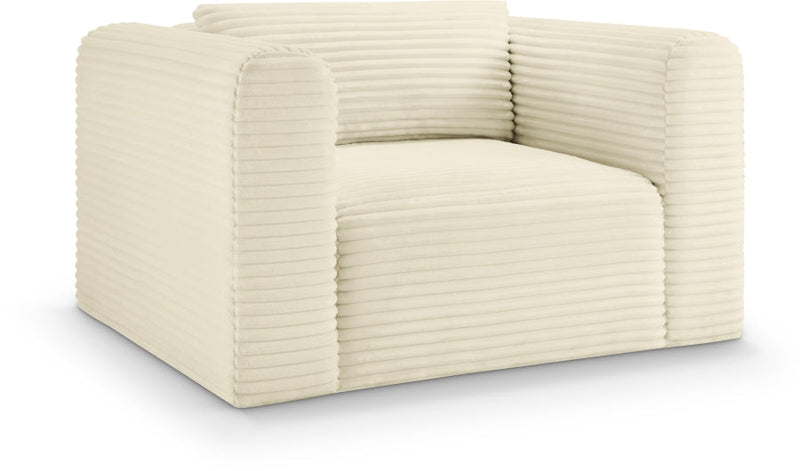 Shaggy Corduroy Performance Fabric Upholstered Accent Chair in Cream - 641Cream-Chair