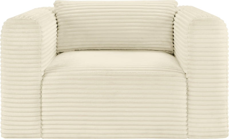 Shaggy Corduroy Performance Fabric Upholstered Accent Chair in Cream - 641Cream-Chair