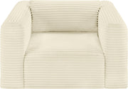 Shaggy Corduroy Performance Fabric Upholstered Accent Chair in Cream - 641Cream-Chair