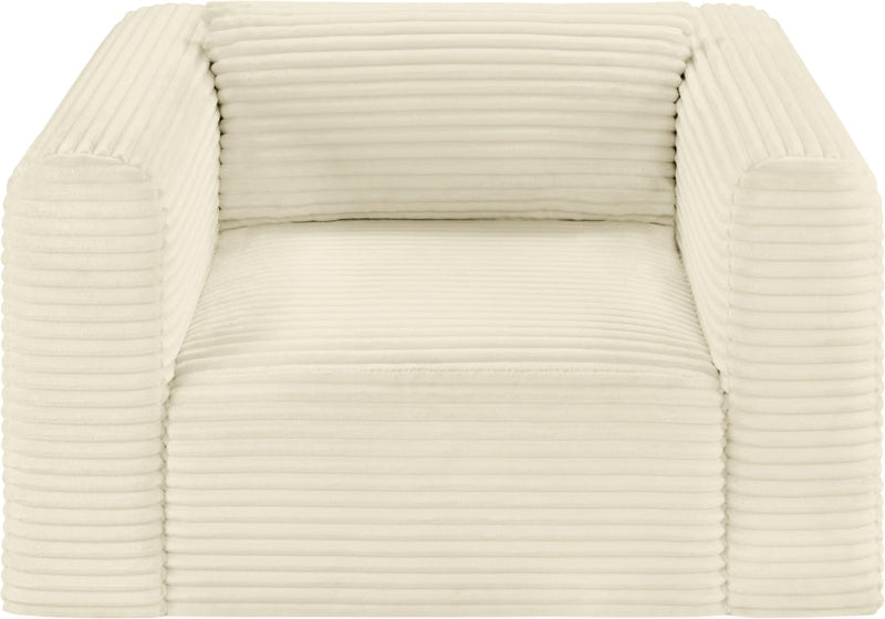 Shaggy Corduroy Performance Fabric Upholstered Accent Chair in Cream - 641Cream-Chair