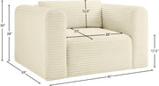 Shaggy Corduroy Performance Fabric Upholstered Accent Chair in Cream - 641Cream-Chair