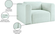 Shaggy Corduroy Performance Fabric Upholstered Accent Chair in Mint - 641Mint-Chair