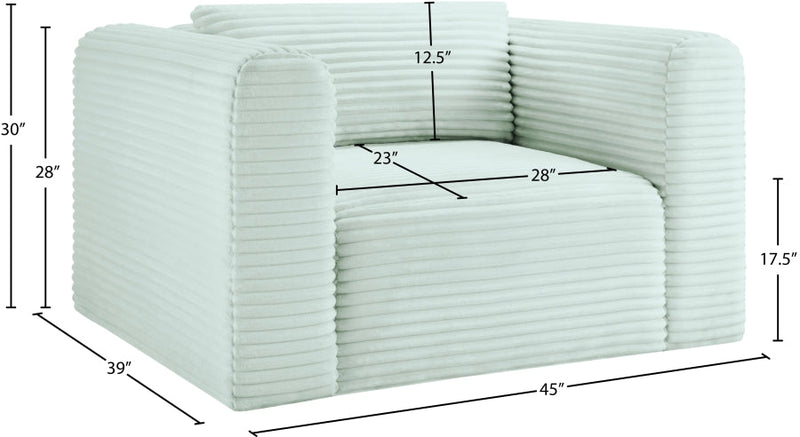 Shaggy Corduroy Performance Fabric Upholstered Accent Chair in Mint - 641Mint-Chair