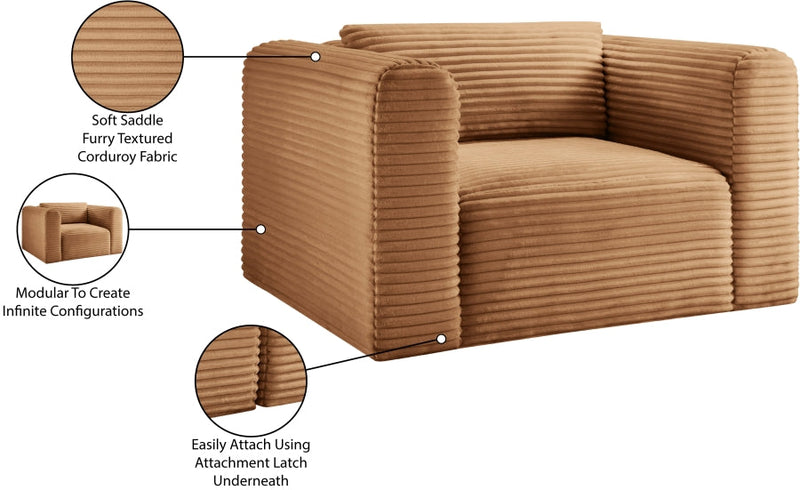 Shaggy Corduroy Performance Fabric Upholstered Accent Chair in Saddle - 641Saddle-Chair