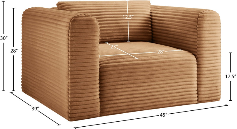 Shaggy Corduroy Performance Fabric Upholstered Accent Chair in Saddle - 641Saddle-Chair