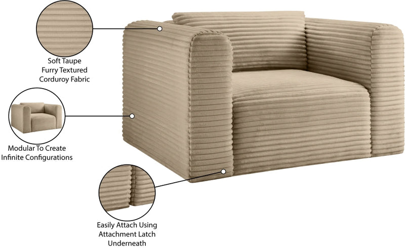 Shaggy Corduroy Performance Fabric Upholstered Accent Chair in Taupe - 641Taupe-Chair