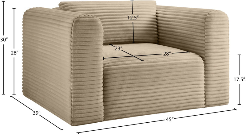Shaggy Corduroy Performance Fabric Upholstered Accent Chair in Taupe - 641Taupe-Chair