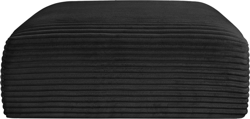 Shaggy Corduroy Performance Fabric Upholstered Ottoman in Black - 641Black-Ott