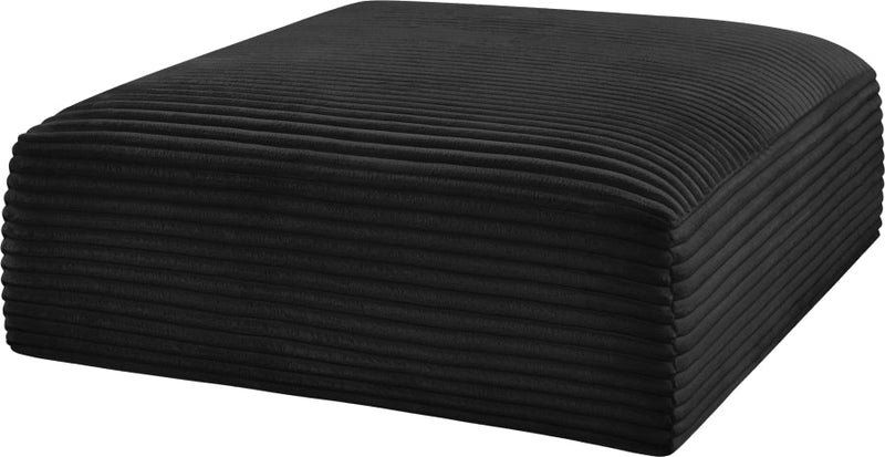 Shaggy Corduroy Performance Fabric Upholstered Ottoman in Black - 641Black-Ott