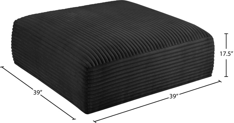 Shaggy Corduroy Performance Fabric Upholstered Ottoman in Black - 641Black-Ott