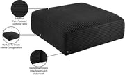 Shaggy Corduroy Performance Fabric Upholstered Ottoman in Black - 641Black-Ott