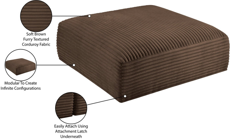 Shaggy Corduroy Performance Fabric Upholstered Ottoman in Brown - 641Brown-Ott