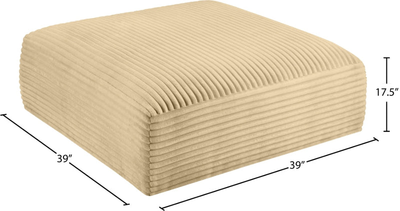 Shaggy Corduroy Performance Fabric Upholstered Ottoman in Camel - 641Camel-Ott