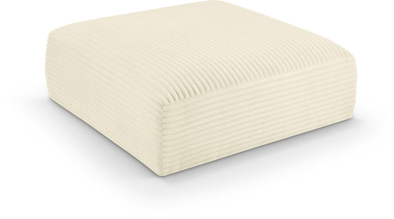 Shaggy Corduroy Performance Fabric Upholstered Ottoman in Cream - 641Cream-Ott