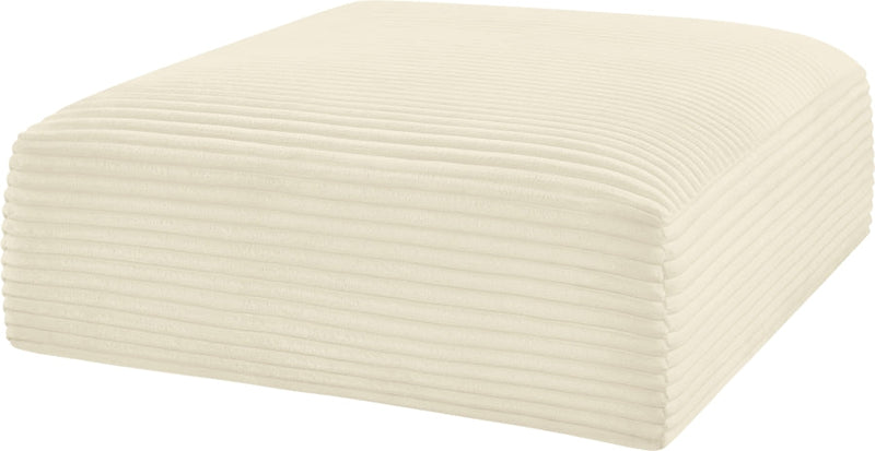 Shaggy Corduroy Performance Fabric Upholstered Ottoman in Cream - 641Cream-Ott