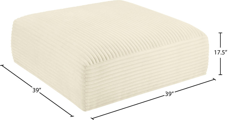 Shaggy Corduroy Performance Fabric Upholstered Ottoman in Cream - 641Cream-Ott