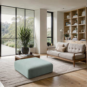 Shaggy Corduroy Performance Fabric Upholstered Ottoman in Mint - 641Mint-Ott