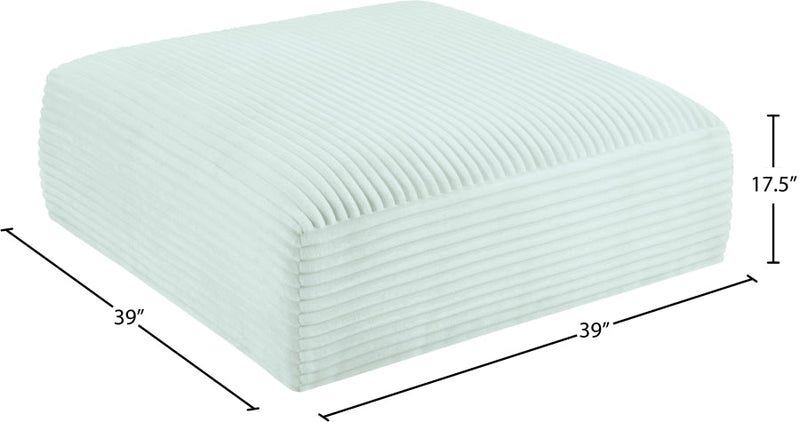 Shaggy Corduroy Performance Fabric Upholstered Ottoman in Mint - 641Mint-Ott