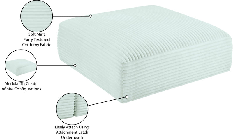 Shaggy Corduroy Performance Fabric Upholstered Ottoman in Mint - 641Mint-Ott