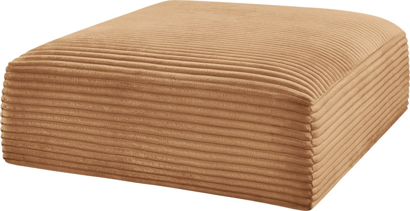 Shaggy Corduroy Performance Fabric Upholstered Ottoman in Saddle - 641Saddle-Ott