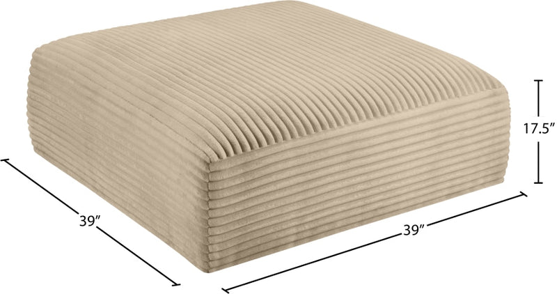 Shaggy Corduroy Performance Fabric Upholstered Ottoman in Taupe - 641Taupe-Ott