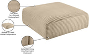 Shaggy Corduroy Performance Fabric Upholstered Ottoman in Taupe - 641Taupe-Ott