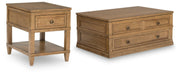 Sharlance Coffee Table with 1 End Table in Light Brown - PKG022052