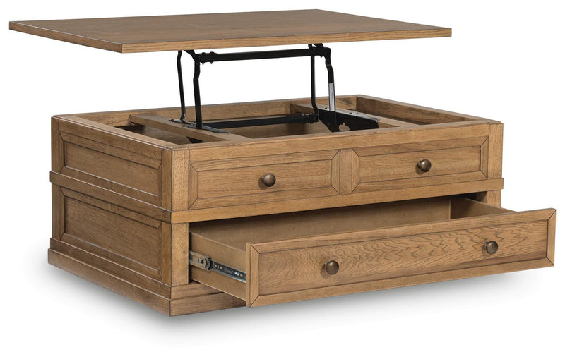 Sharlance Coffee Table with 1 End Table in Light Brown - PKG022052