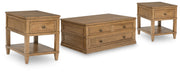 Sharlance Coffee Table with 2 End Tables in Light Brown - PKG022053