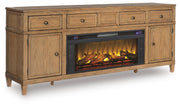 Sharlance Light Brown 81" TV Stand with Electric Fireplace - W655W1